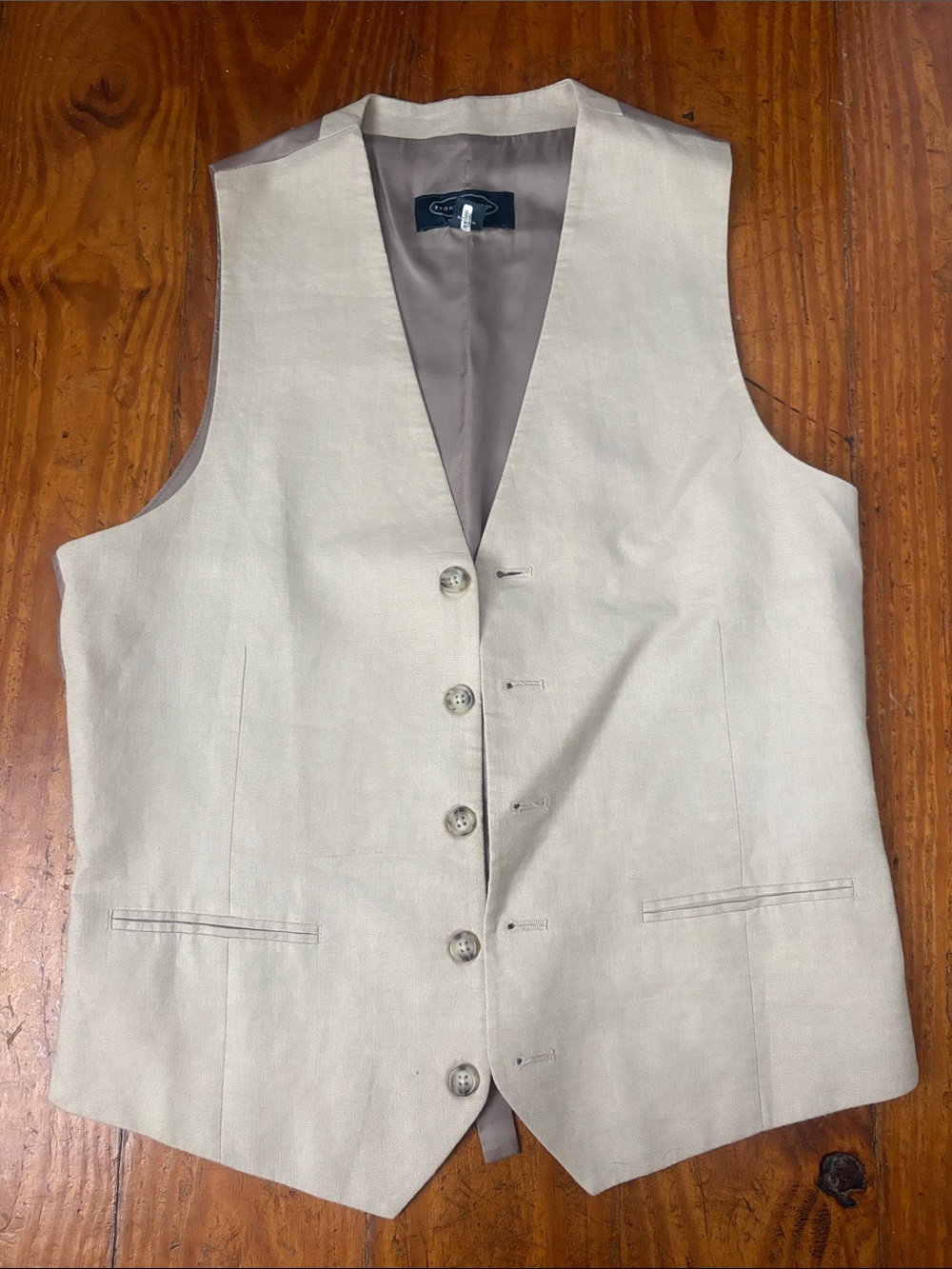 Pronto Uomo Cream Linen Men's Vest